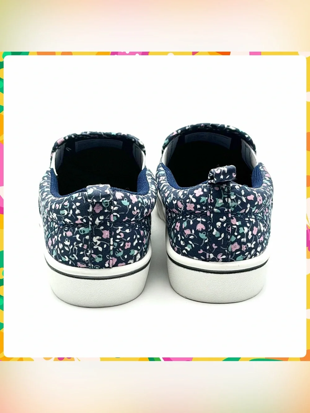 New WONDER NATION Blue Floral Canvas Slip On Sneaker Toddler Girls Size 11